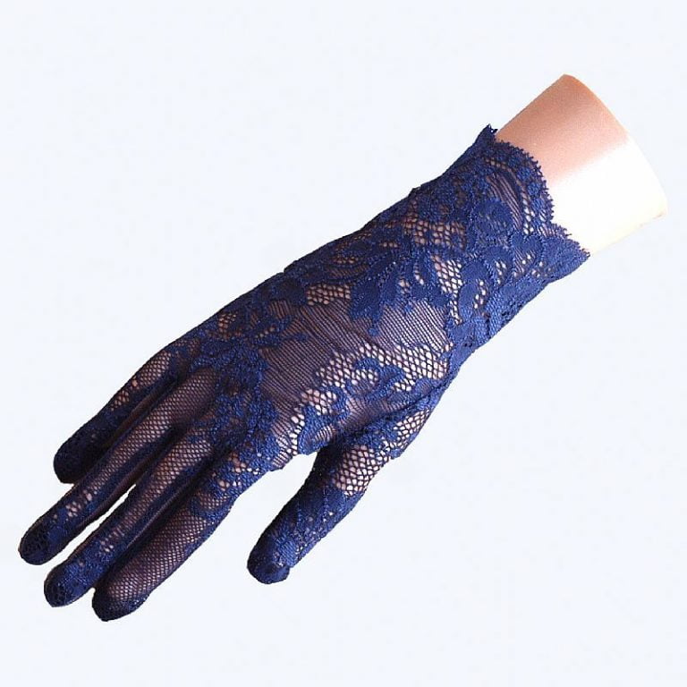 Navy Blue Leather Gloves