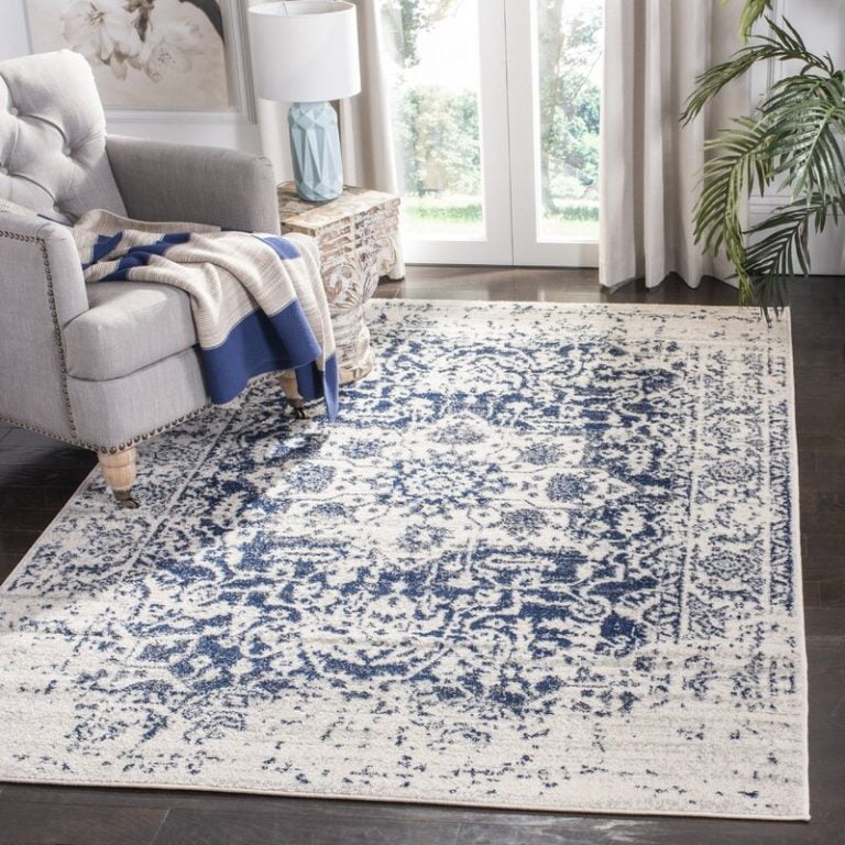 Navy And Cream Rug